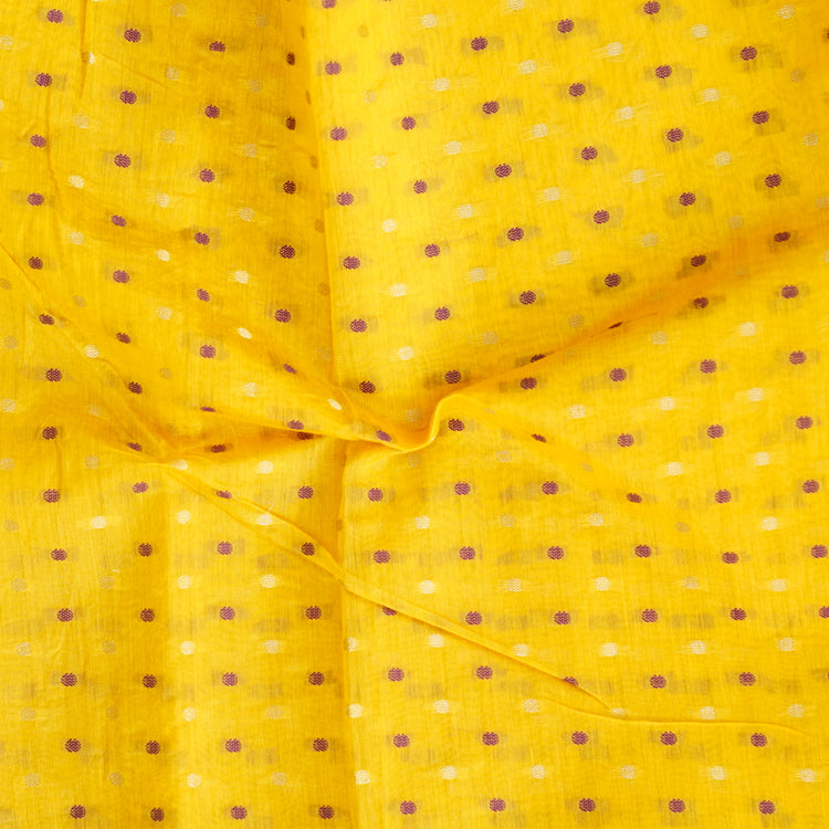 Chanderi Yellow With Purple Butti Fabric – Sanskruti