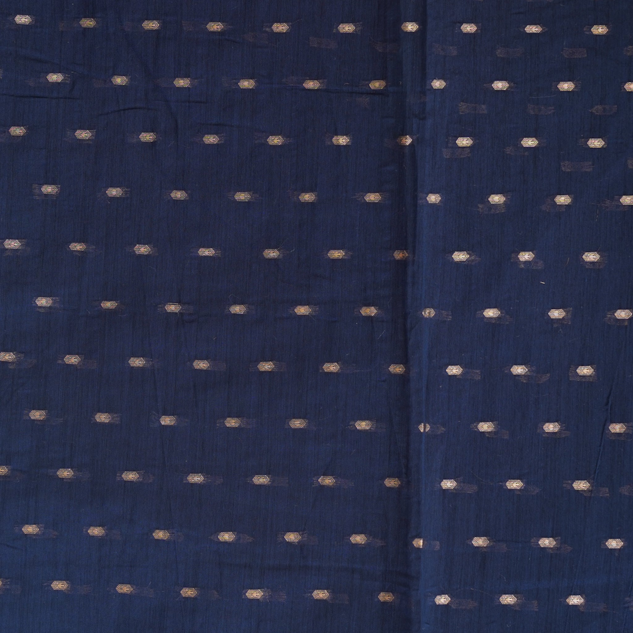 Chanderi Navy Blue With Gold Zari Butti Fabric – Sanskruti