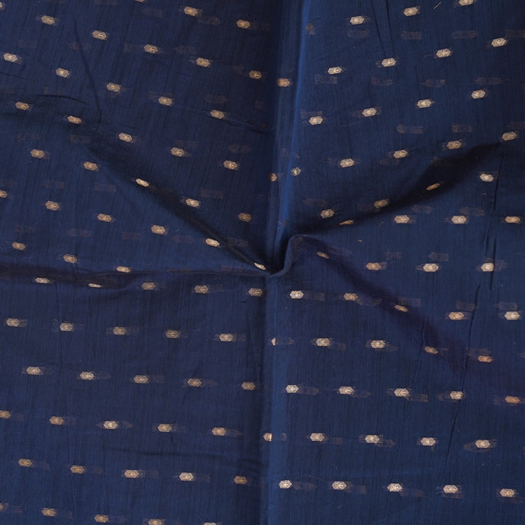 Chanderi Navy Blue With Gold Zari Butti Fabric – Sanskruti