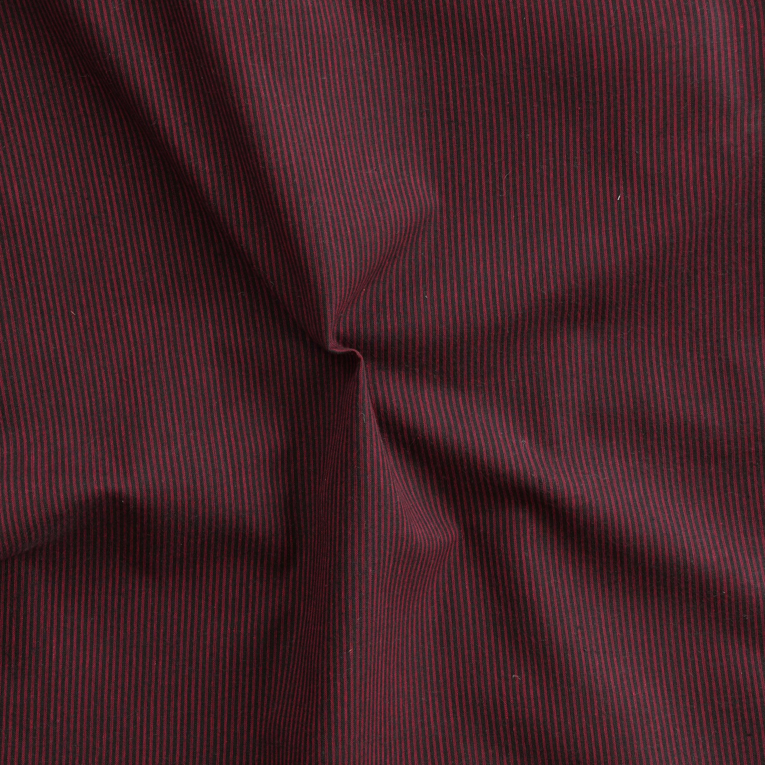 Pure Cotton Maroon With Black Stripes Fabric – Sanskruti