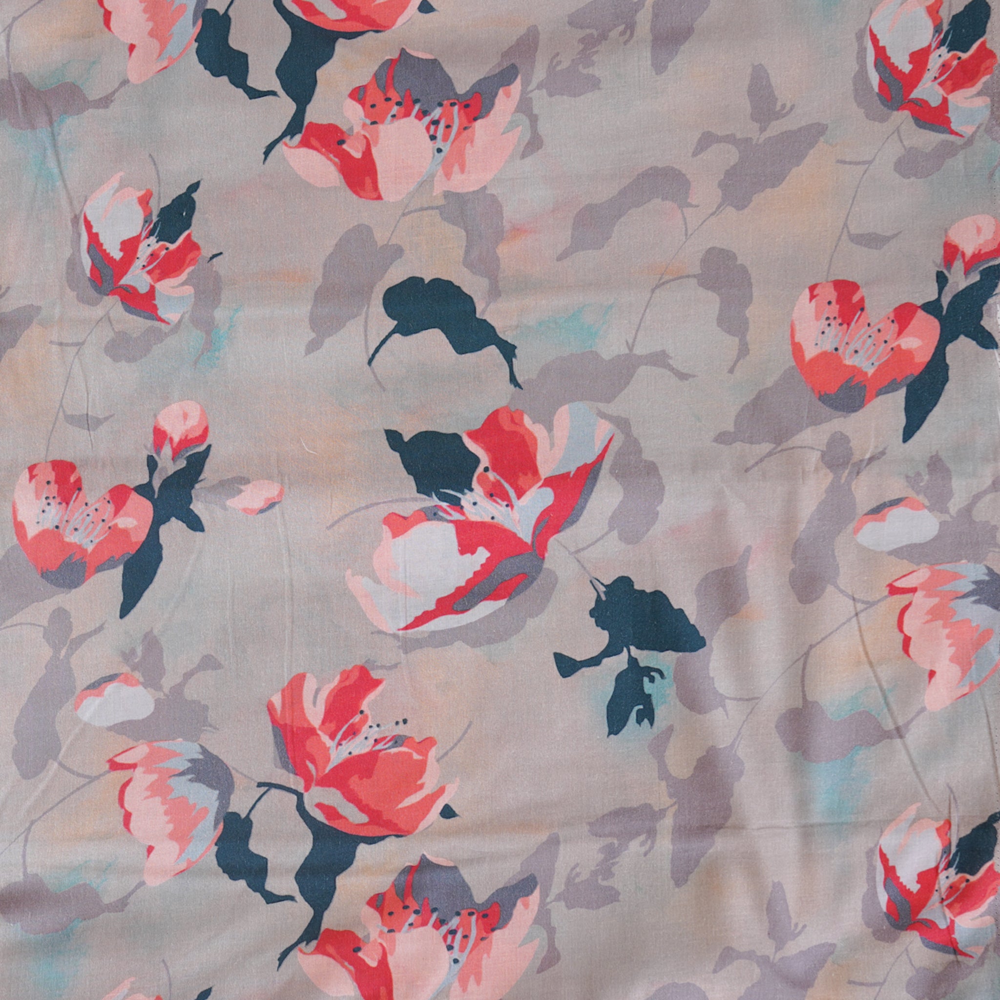 Pure Cotton Digital Print Chiku With Peach Pink Floral Design Fabric ...