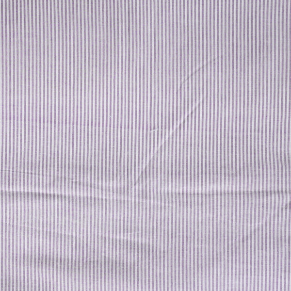 (PRE-CUT 1.95 METER) Pure Cotton Handloom Purple With White Stripes Hand Woven Fabric