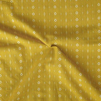 Pure Cotton Handloom Mustard With White Motif Design Stripes  Hand Woven Fabric