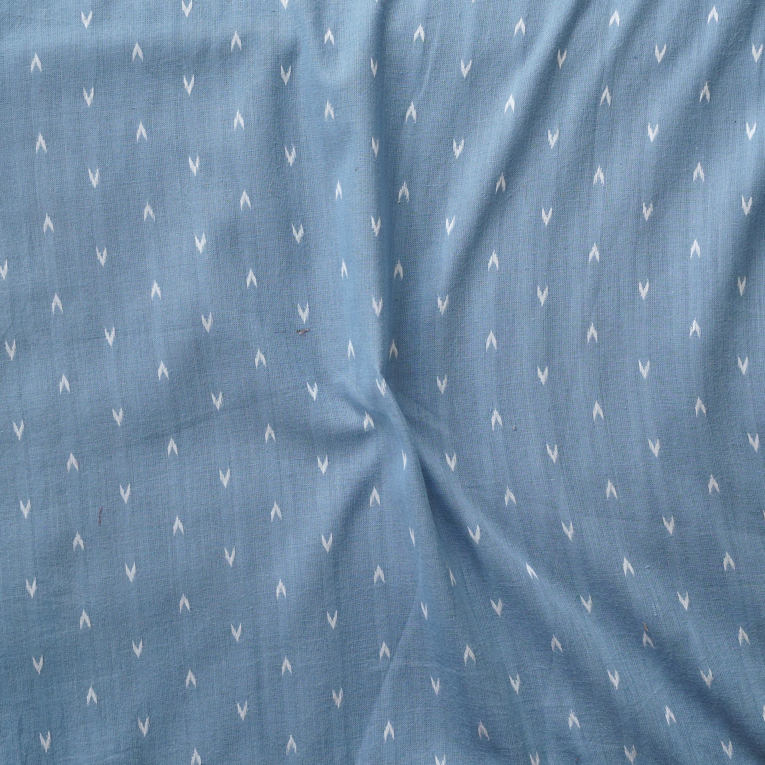 Pure Cotton Handloom Powder Blue With White Arrow Motif Hand Woven Fab ...