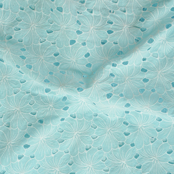 (Width 49 Inches) Pure Cotton Hakoba Sky blue Flowers Fabric
