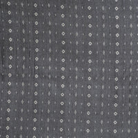 Pure Cotton Handloom Dark Grey  With White Flower Stripes Hand Woven Fabric