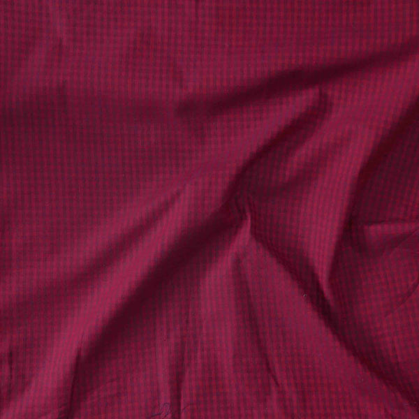 Pure Cotton Handloom Magenta with self Design small checks Hand Woven Fabric