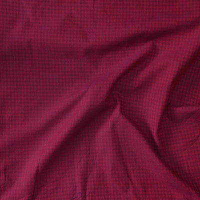 ( Pre-Cut 1 Meter ) Pure Cotton Handloom Magenta with self Design small checks Hand Woven Fabric