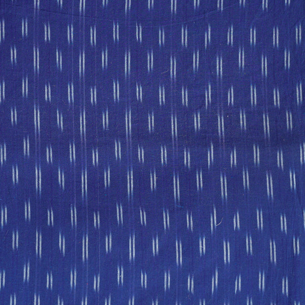 ( Pre-Cut 1.85 Meter ) Pure Cotton Ikkat Royal Blue With Waves  Woven Fabric