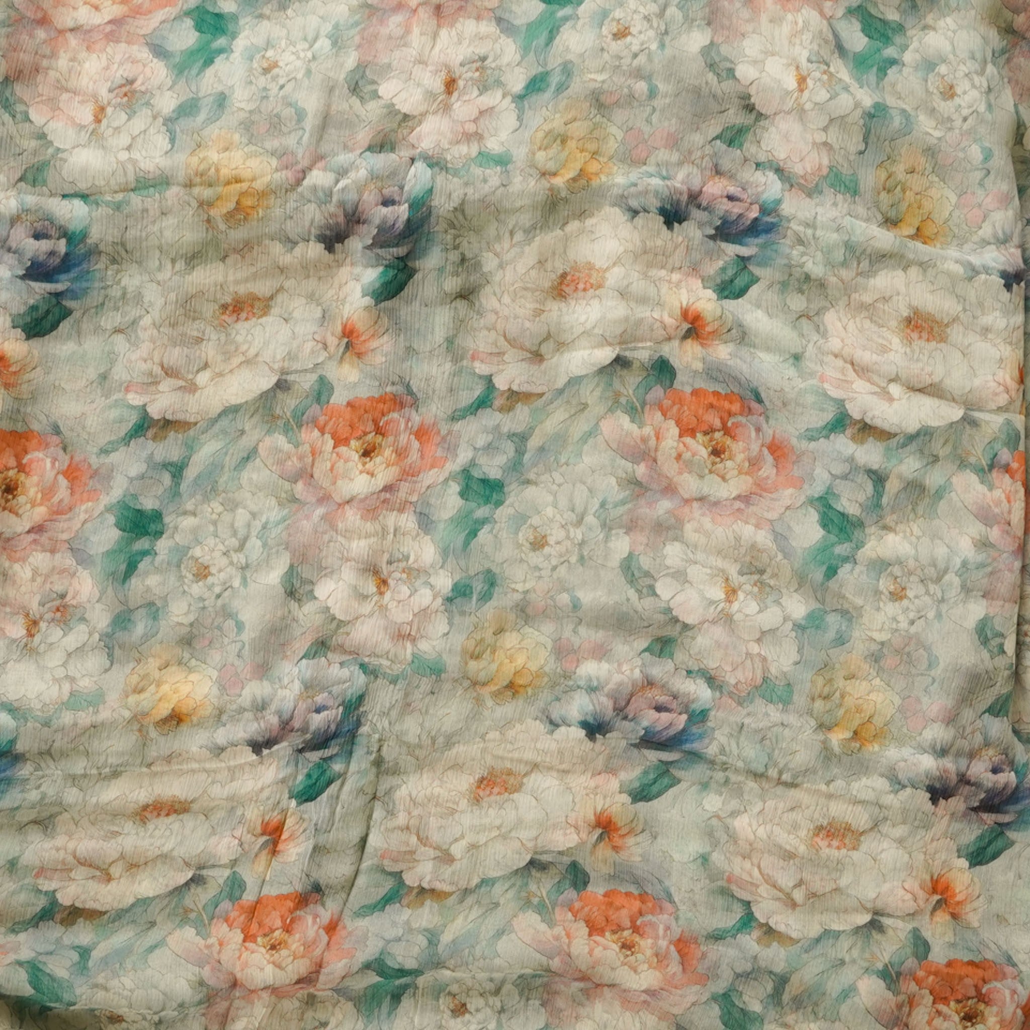 Pure Bemberg Chiffon Multi Floral Jaal Fabric – Sanskruti