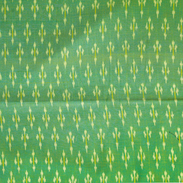 (PRE-CUT 1.80 METER) Pure Cotton Mercerised Ikkat  Green With Plus Sign Weaves Woven Fabric