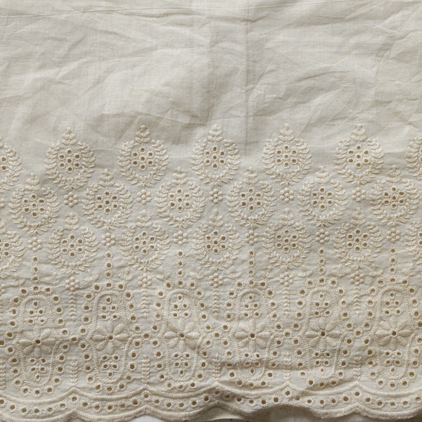 (Width 45Inches) Pure Cotton Hakoba Cream With Border Fabric