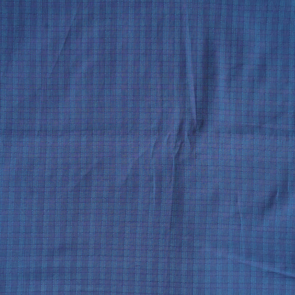 Pure Cotton Handloom Plain light blue Self Design Checks Woven Fabric