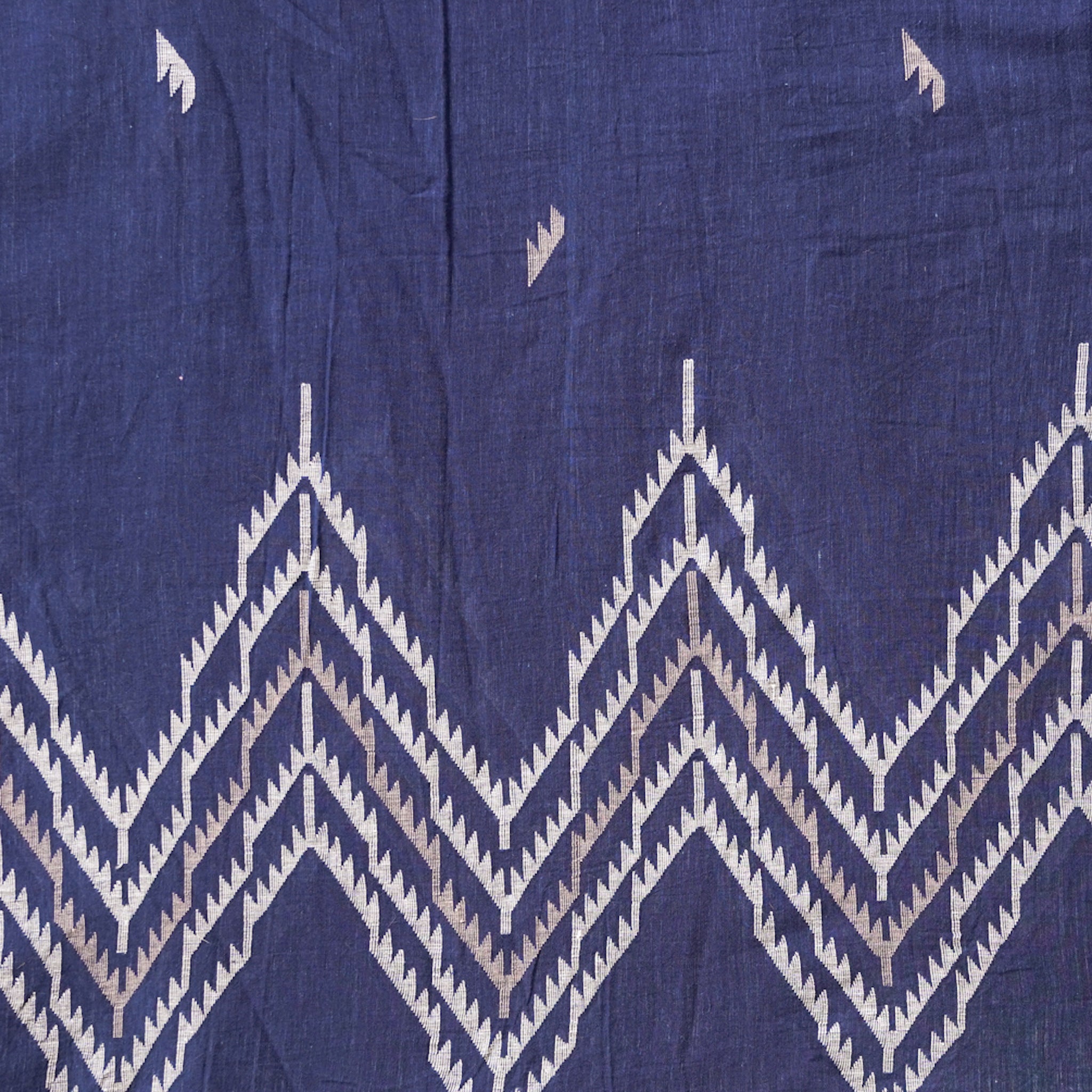 MUL Jamdani Blue With White Motif And Border Design Woven Fabric ...