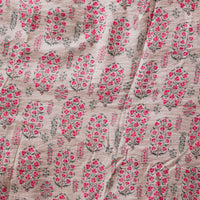 Mogra Chanderi Chiku With Pink  Flower Motif Printed Fabric