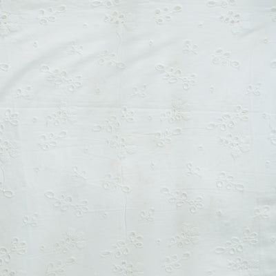 ( Width 56 Inches ) Pure Cotton Hakoba Flower Design White Fabric