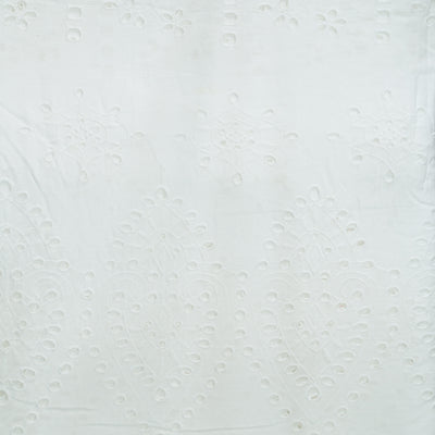 ( Width 53 Inches ) Pure Cotton White Hakoba Big Flower Design Fabric