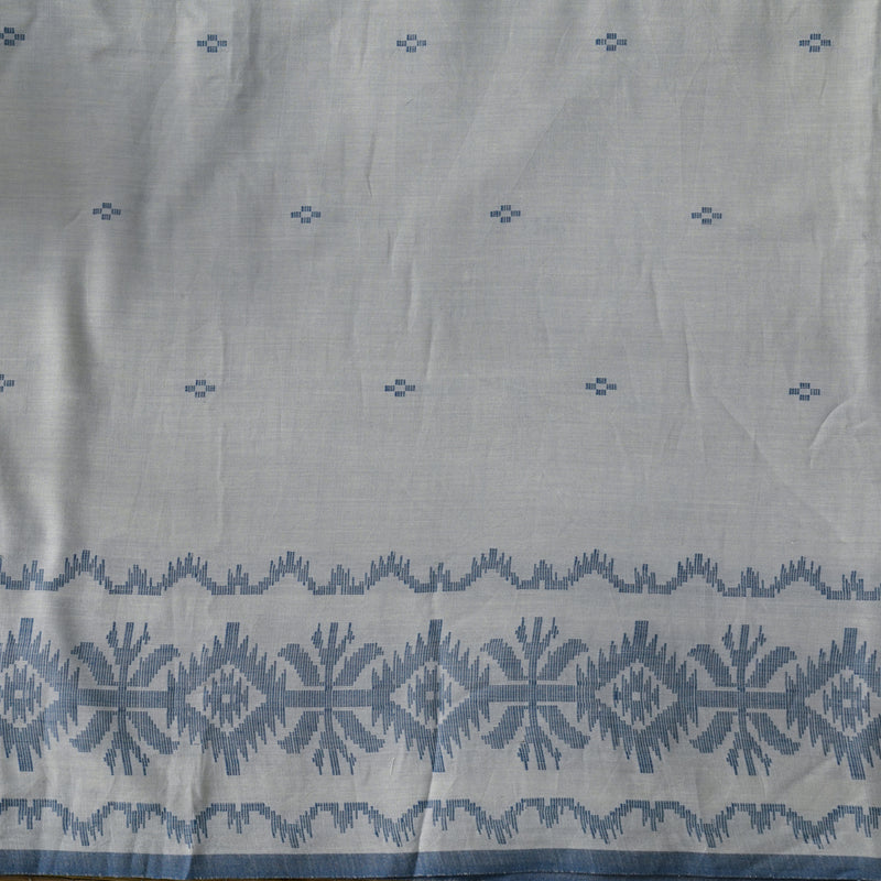 Pure Mul Cotton Soft Jamdani Midnight Blue Pastel With Blue Border And Blue Small Weaves Handwoven Fabric
