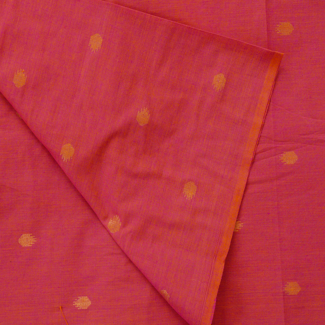 Pure Cotton Handloom Shade Of Orange And Purple With Gold Zari Motif W ...