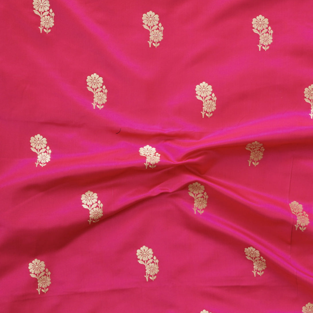 Pink Brocade Brocade With Pink With Flower Plant Motif Fabric – Sanskruti