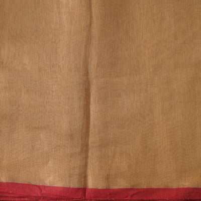 Tissue Plain Gold With Red Border Hand Woven Fabric