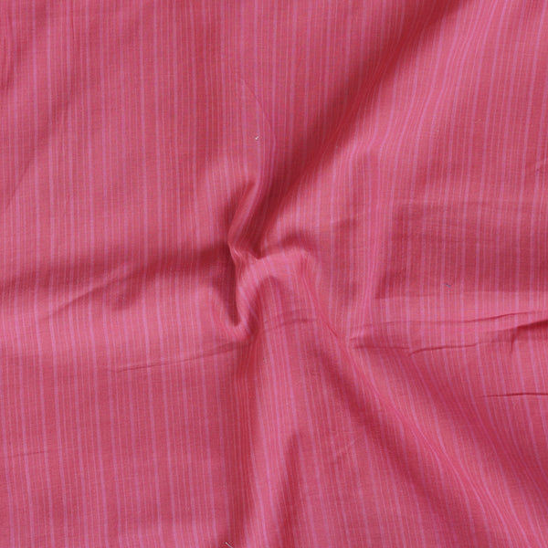 Pure Cotton Handloom Dusky Pink With Self Design Stripes Woven Fabric