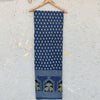 Daman Ajrak Pure Cotton Blue With  Green And Black Moo Intricate Design Border Hand Block Print Fabric