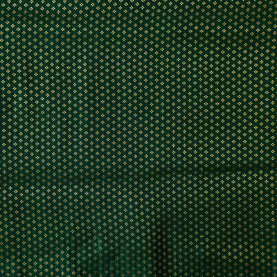 Dark Green Brocade With Golden Zari Tiny Plus Woven Fabric
