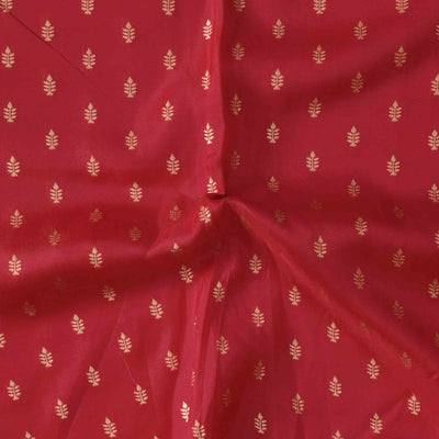 Dola Silk Shades Of Pink With Golden Zari Flower Motif Hand Woven Fabric