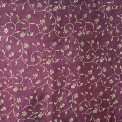 Dola Slik Royal Ligth Lavender With Silver Flower Jaal Hand Woven Fabric