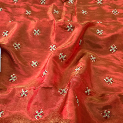 Embroidery Tissue  Dhoop Chav Red Fabric
