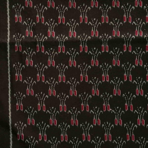 Flex Cotton Patola  Black With Red Intricate Design Print Fabric