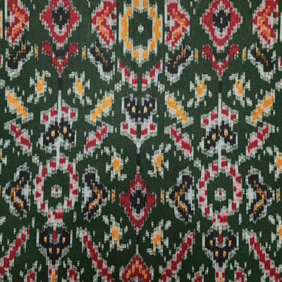 Flex Cotton Patola  Blackish Green Intricate Design Print Fabric