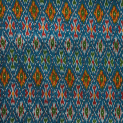Flex Cotton Patola Teal Blue Intricate Design Print Fabric