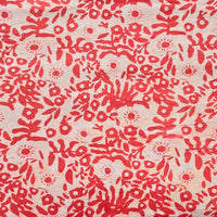 Pure Cotton Dabu Radical Red With Dark Radical  Flower Jaal Hand Block Print Fabric