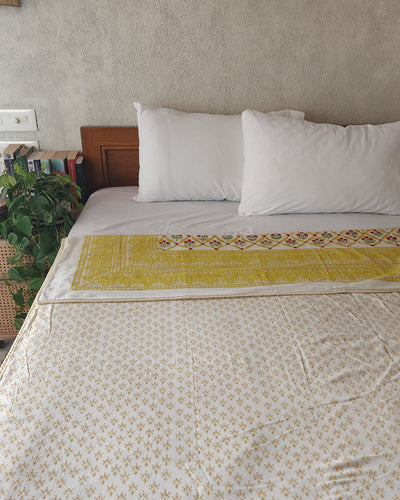 GENDA PHOOL - Pure Cotton Soft Hand Block Printed Double Bed Reversible Dohar Blanket