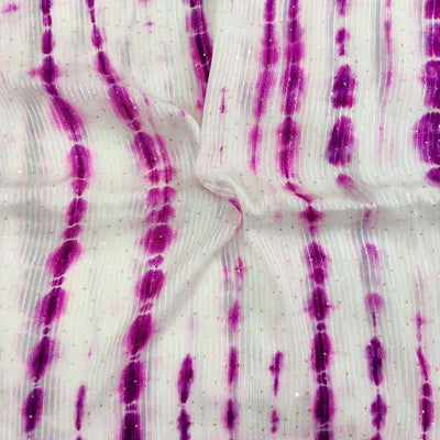(Pre- Cut 0.90 Meter) Georgette Purple Shibori Kaatha Flowy Fabric