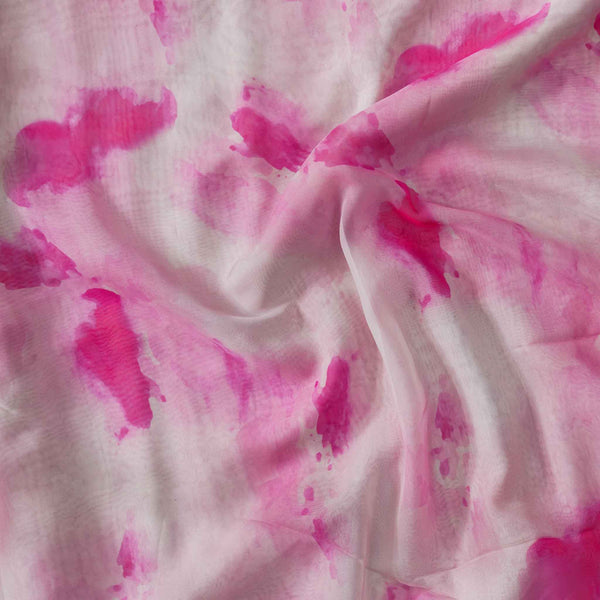 ( Pre-Cut 1.65 Meter ) Georgette Rich And Flowy Shades Of Light Pink Abstract Fabric