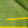 Pure South Cotton Handloom Green With Yellow Dots Woven Fabric