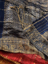 MAHARAANI- Lux Pure Motka Silk Blue And Golden Saree