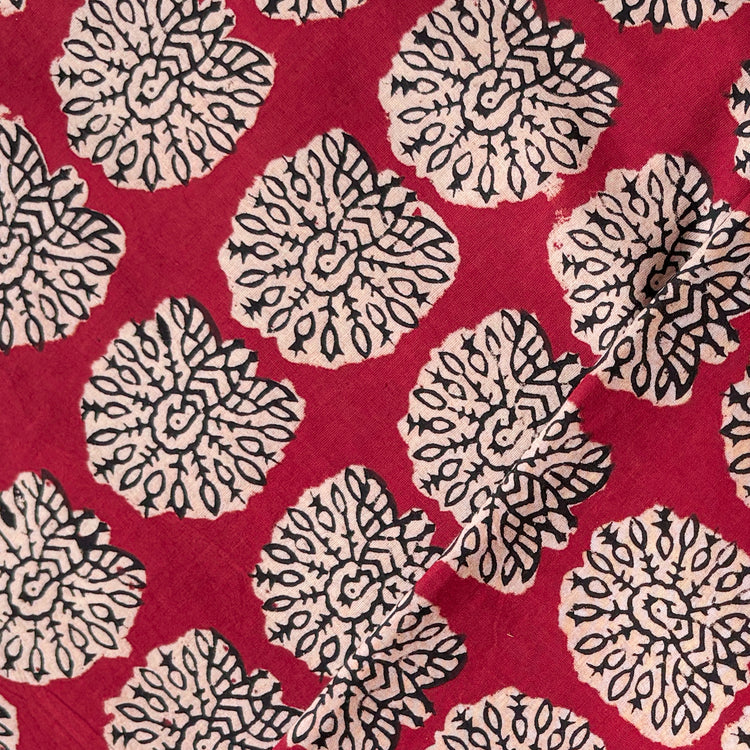 Red - Natural Dyed Bagru Block Print Cotton Apron with Pocket 17 main image 0