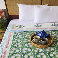 Itwar Ke Din - Pure Mul Cotton Hand Block Printed Reversible Dohar Blanket With Cotton Flannel Filling