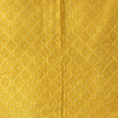 Jacquard Brocade Yellow  Intricate Design Hand Woven Fabric