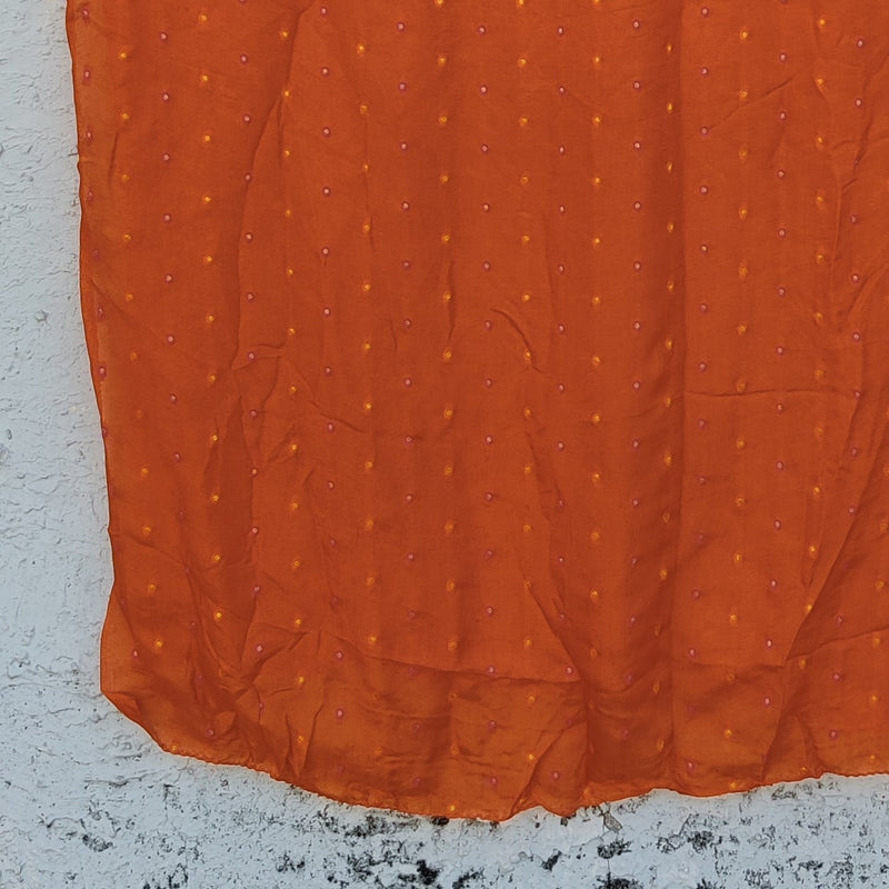 KASHMIR-Linen Orange With Polka Dots Dupatta