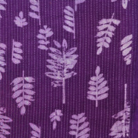 Pure Cotton Dabu Purple And White Katha with Lwaves motif Hand Block Print Fabric
