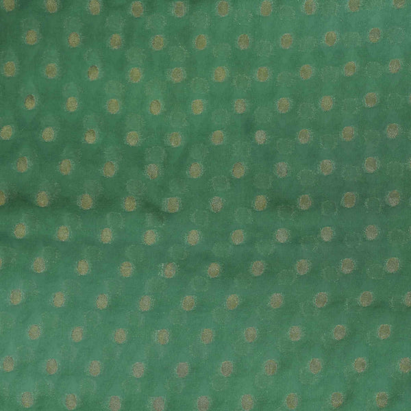 ( Pre-Cut 1.90 Meter ) Kota Georgette Brocade With Self Design And Gold Butti Woven Fabric Pastel Blue