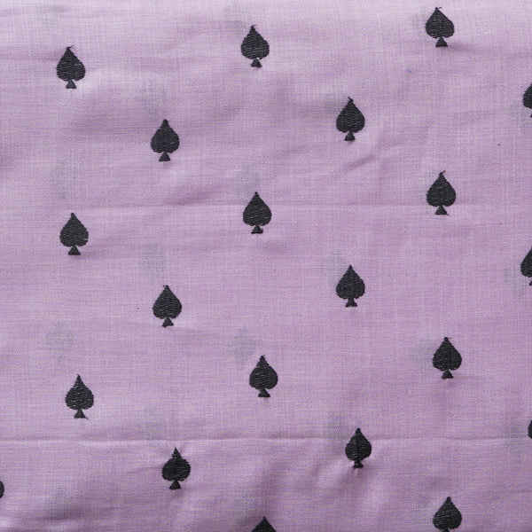 Linen Cotton Blended House Of Cards Spade Black Current Embroidered Fabric