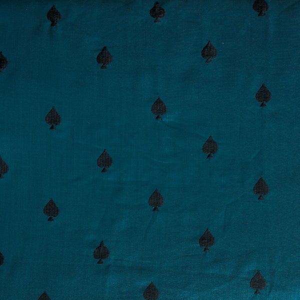 Linen Cotton Blended House Of Cards Spade Dark Teal Embroidered Fabric