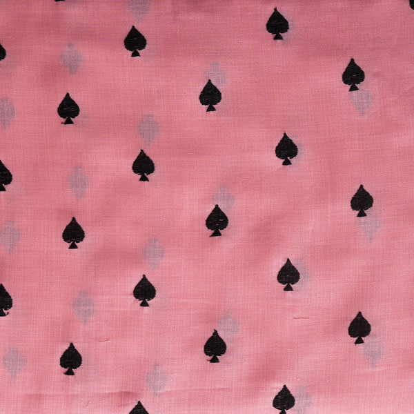 Linen Cotton Blended House Of Cards Spade Pink Embroidered Fabric