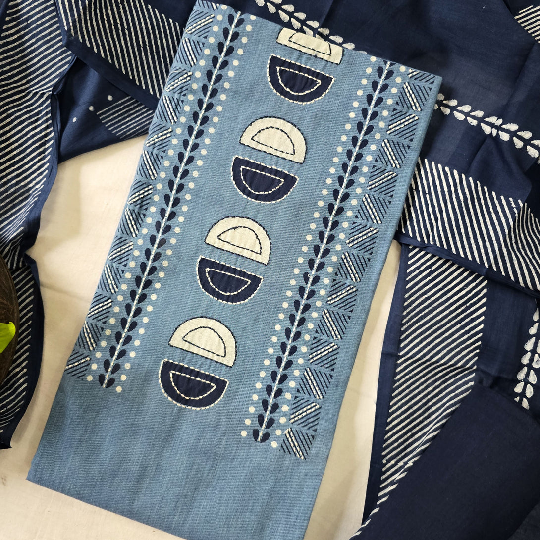 MEERA-Pure Cotton Light Blue With Yoke And Plain Cotton Bottom And Cot ...